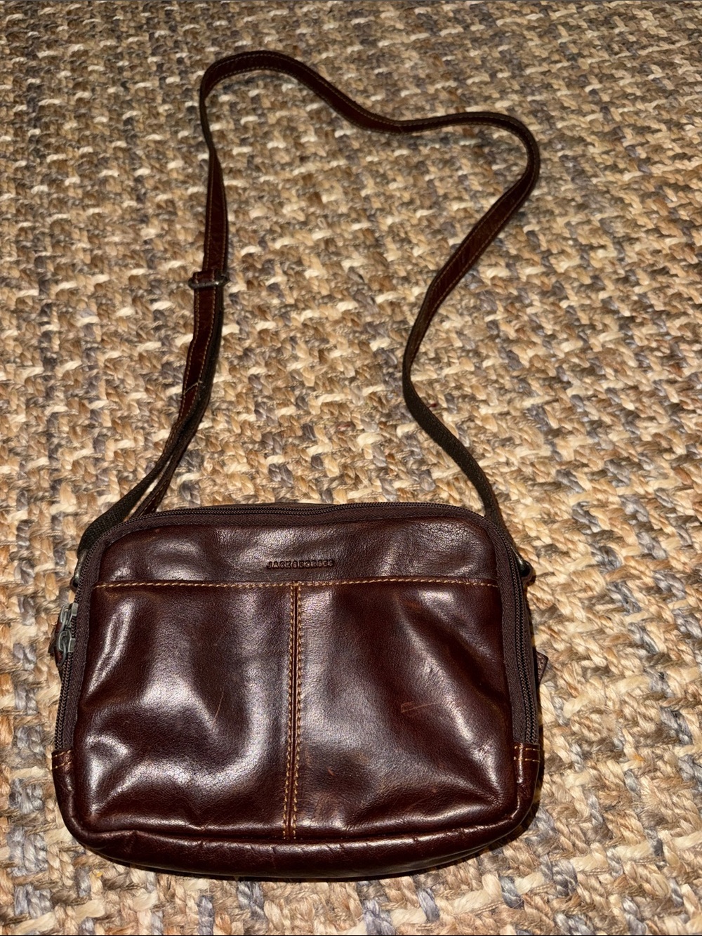 Jack George’s Voyager Brown Leather Crossbody Bag Small Organizer Messenger